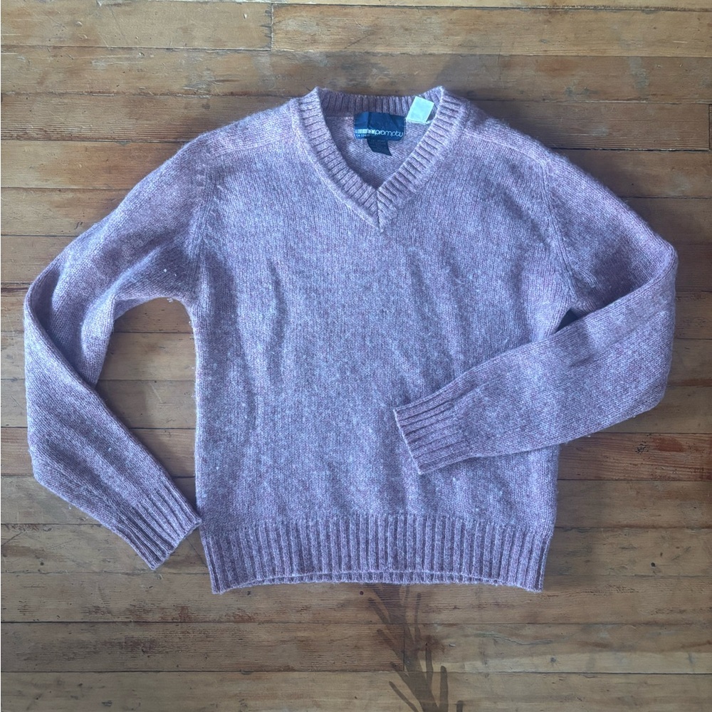 Vintage soft Pink Impromptu Sweater 100% shetland wool V-Neck